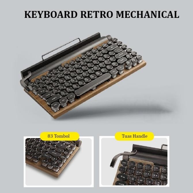 Retro Vintage Mechanical Keyboard | Typewriter Ipad Laptop AS