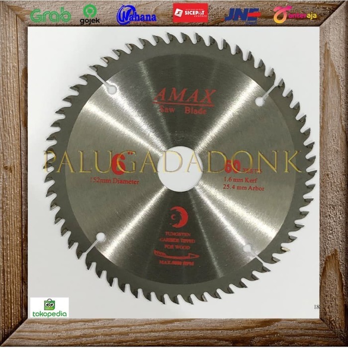 Circular saw 6 inch x 60T Super Thin / Mata Gergaji Kayu Saw Blade 6"