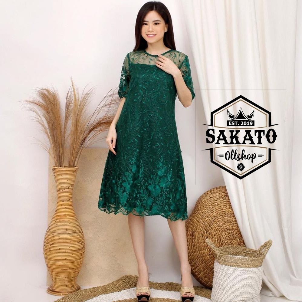 CR - MURAH NAMPOL Dres Brukat Tille Pendek Wanita Remaja&Dewasa Model Kekinian Terbaru 2021 2022 TER