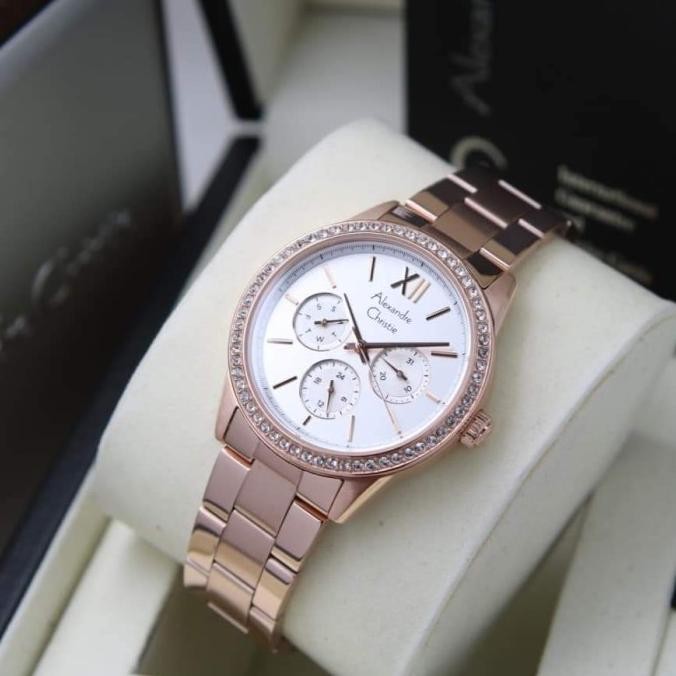 JAM TANGAN WANITA ALEXANDRE CHRISTIE AC 2A46 AC2A46 ROSEGOLD WHITE