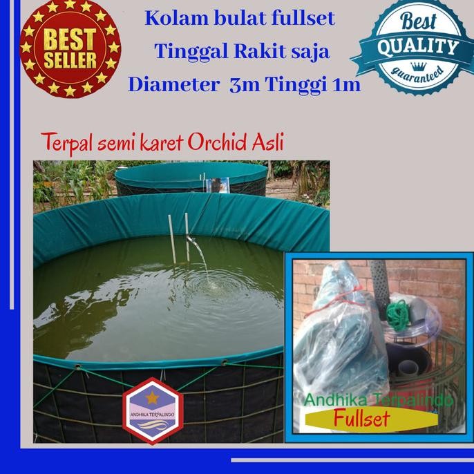 kolam lele fullset Diameter 3m Tinggi 1m/kolam bulat terpal fullset