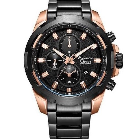 ALEXANDRE CHRISTIE AC6523 AC 6523 BLACK ROSEGOLD JAM TANGAN