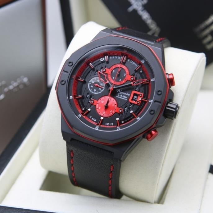 JAM TANGAN PRIA ALEXANDRE CHRISTIE AC6597 AC 6597 6597MC BLACK RED ORI