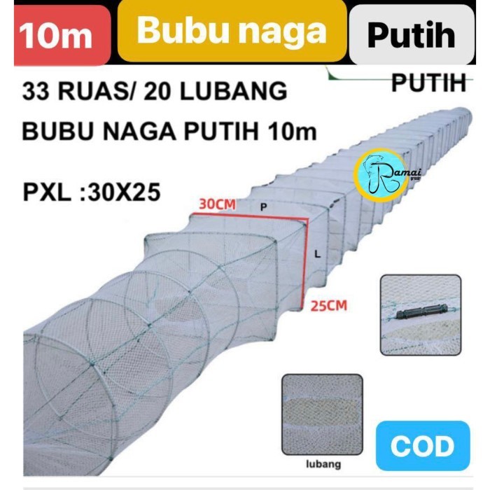 Bubu Naga 10M Perangkap Ikan Lr Persegi