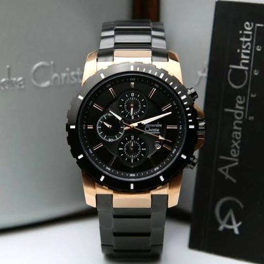 ALEXANDRE CHRISTIE AC6141 AC 6141 MAN ROSEGOLD BLACK ORIGINAL
