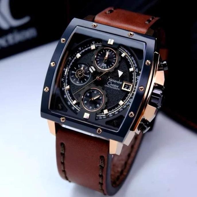 ALEXANDRE CHRISTIE AC6376 AC 6376 BLACK ROSEGOLD JAM PRIA ORIGINAL