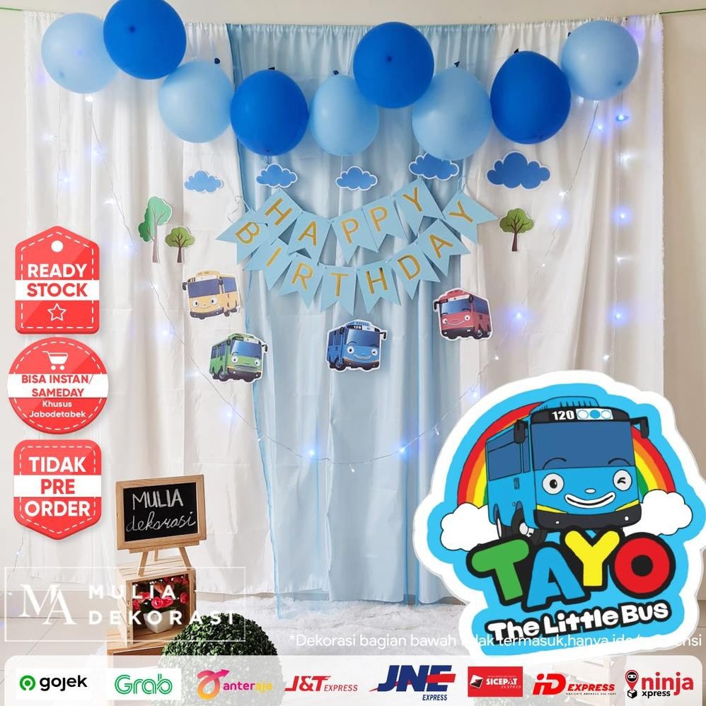 Backdrop Dekorasi Ulang Tahun Happy Birthday 1 set paket Tirai Pesta Anak Paket Tayo