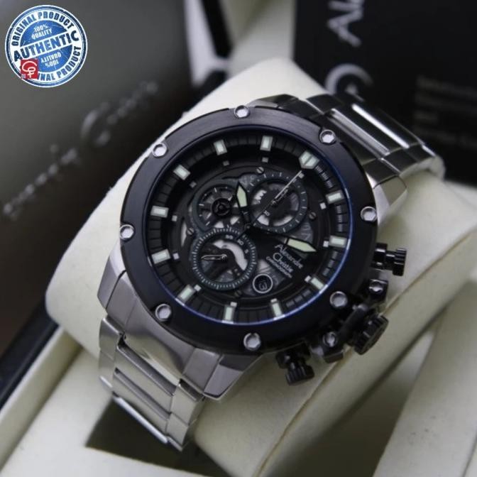 JAM TANGAN PRIA ALEXANDRE CHRISTIE AC6564 AC 6564 SILVER BLACK