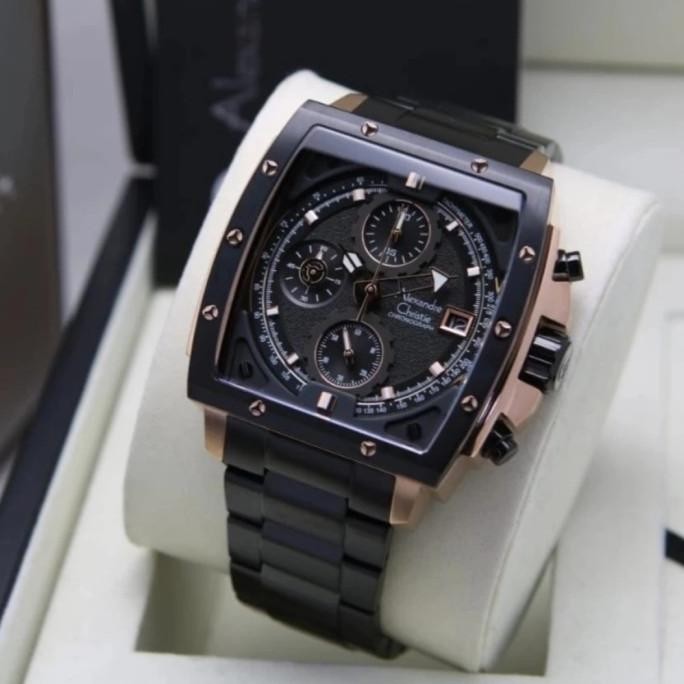 JAM TANGAN PRIA ALEXANDRE CHRISTIE AC6376 AC 6376 BLACK ROSEGOLD RANTAI