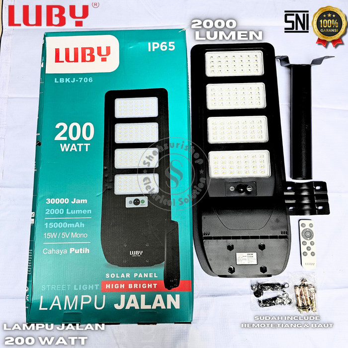 Paling Baik Luby Pju Solar / Lampu Jalan/ Lampu Sorot Solar Luby 200W Lbkj 706