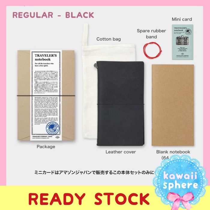 

Travelers Notebook Kit Regular Black Ready Stock Handcarry Jepang Traveler's Notebook Cover + Refill