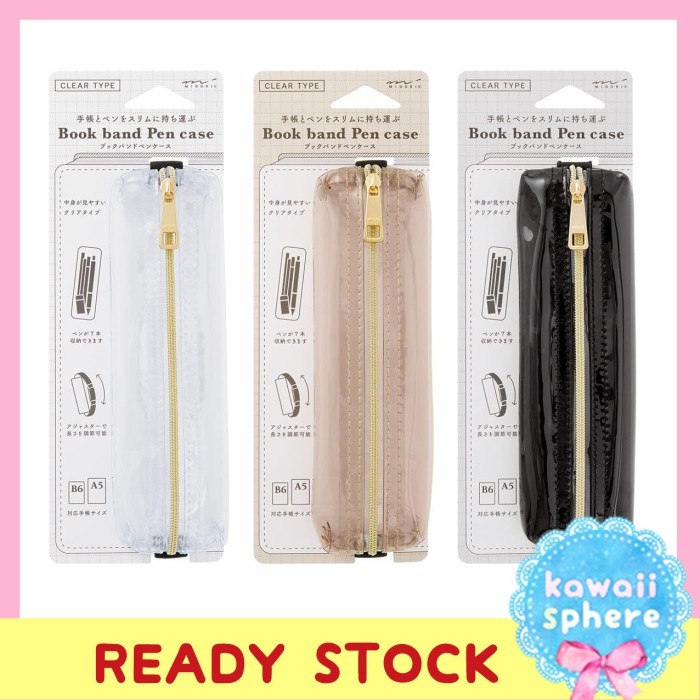 

Midori Book Band Pen Case Transparent for B6-A5 Kotak Pensil Midori