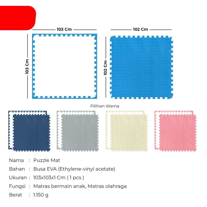 Eva Matras Puzzle Tikar Karpet Alas Lantai Evamat Besar 100X100Cm 1M