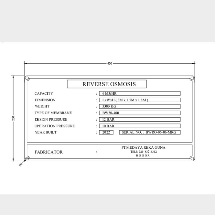 

NAME PLATE STAINLESS 40 x 20 CM
