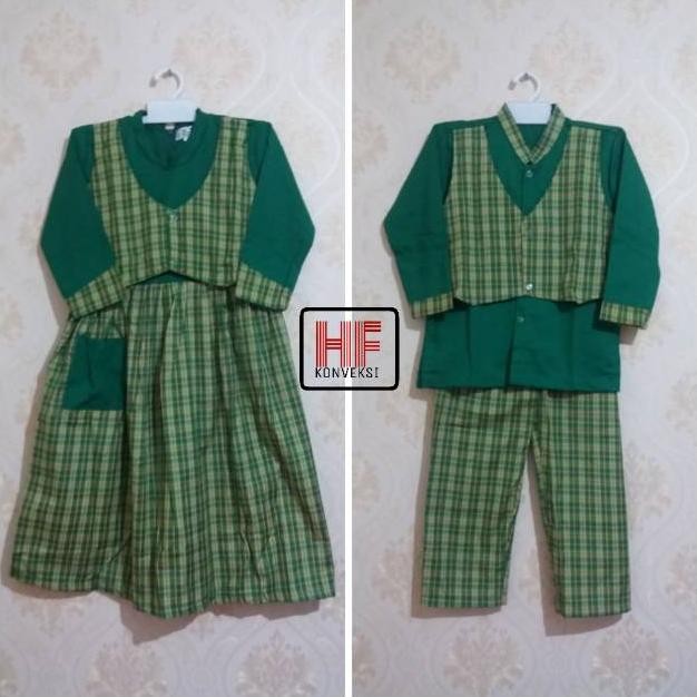 Seragam Muslim Anak Tk / Baju Muslim Gas TK Hijau Rompi kotak