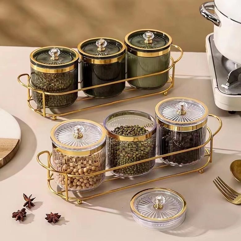 Tempat Bumbu Dapur Set isi 3 / Kotak Bumbu Dapur Mewah / toples bumbu aesthetic mewah