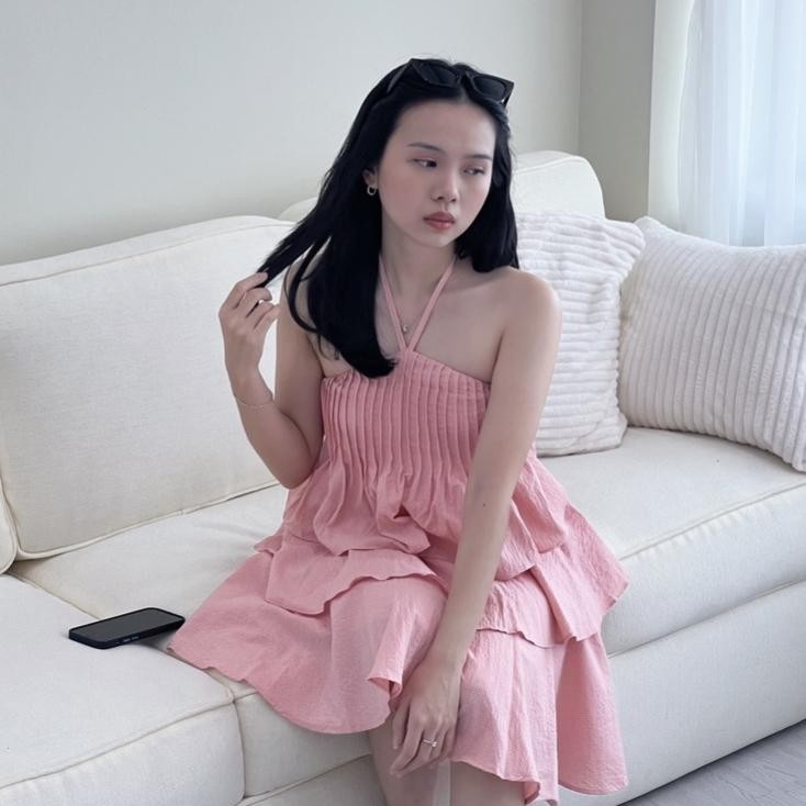 WTYU Rosalia Dress Pesta Pink Wanita Party Baju Pantai OOTD