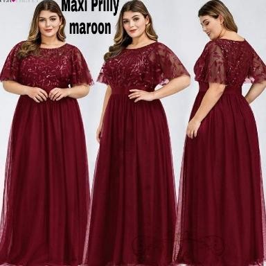 WTYU Baju LongDress Brokat Pesta Jumbo Xl & XXL Ld 120 Terbaru 2022 2023 Prilly Maxi Dress Natal Iml