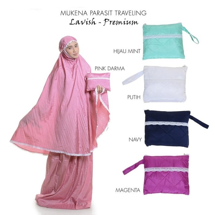 Mukena Terbaru Mukena Dewasa Parasit Travelling Lavish Premium - PUTIH