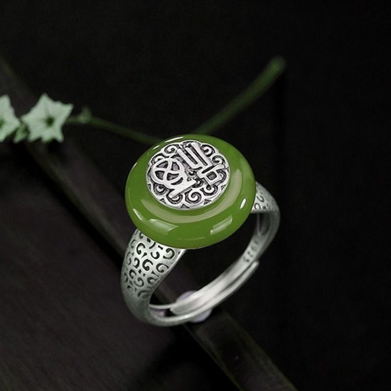 Batu Alam Cincin Keberuntungan Gaya Istana Perak Murni