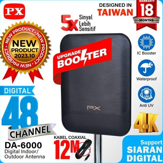 

TERSEDIA ANTENA TV DIGITAL INDOOR/OUTDOOR ANTENNA BOOSTER DVBT2 4K PX DA-6000