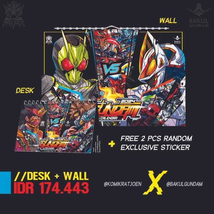 Kalender Dinding/Meja/Duduk Anime Gundam Krbg 2024 Original Dan Terpercaya