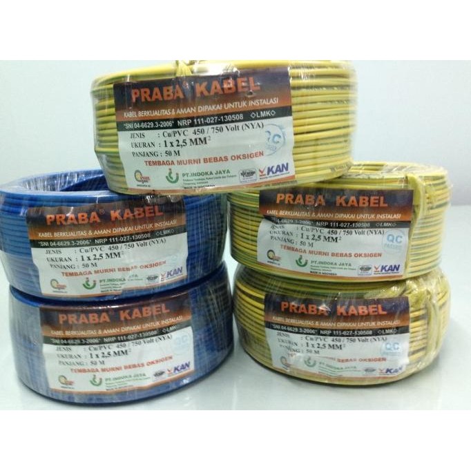 

TERSEDIA KABEL LISTRIK NYA 1 X 2.5MM PRABA TUNGGAL ROLL (100M )