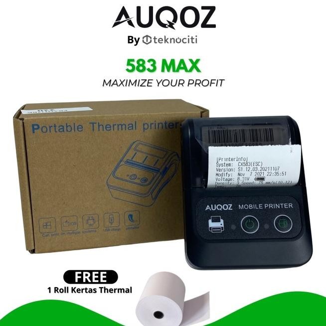 Auqoz 583 Max Bluetooth Thermal Printer Termal Pos Kasir Android Ios