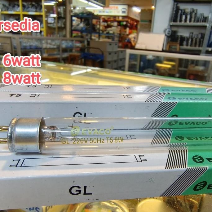 NEW EVACO T5 8watt Lampu kuman UV UVC Germicidal sterilizer  filter air