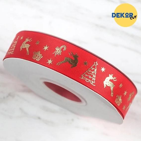 

HGT [1 ROLL 22METER] PITA GROSSGRAIN NATAL MERRY CHRISTMAS RIBBON LEBAR 2.5CM DAN 1CM PITA HAMPERS KADO HIASAN NATAL ORNAMEN PITA SATIN