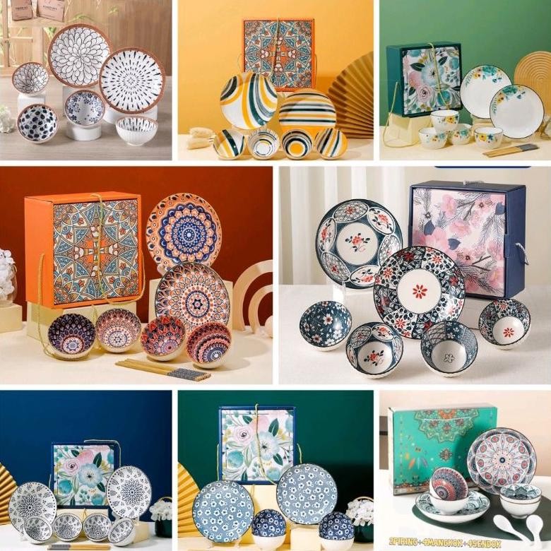 HGT AVELINE Hampers Natal Mangkok Japanesse Bowl Set / Gift Box Hampers Piring Set Cantik / Piring M
