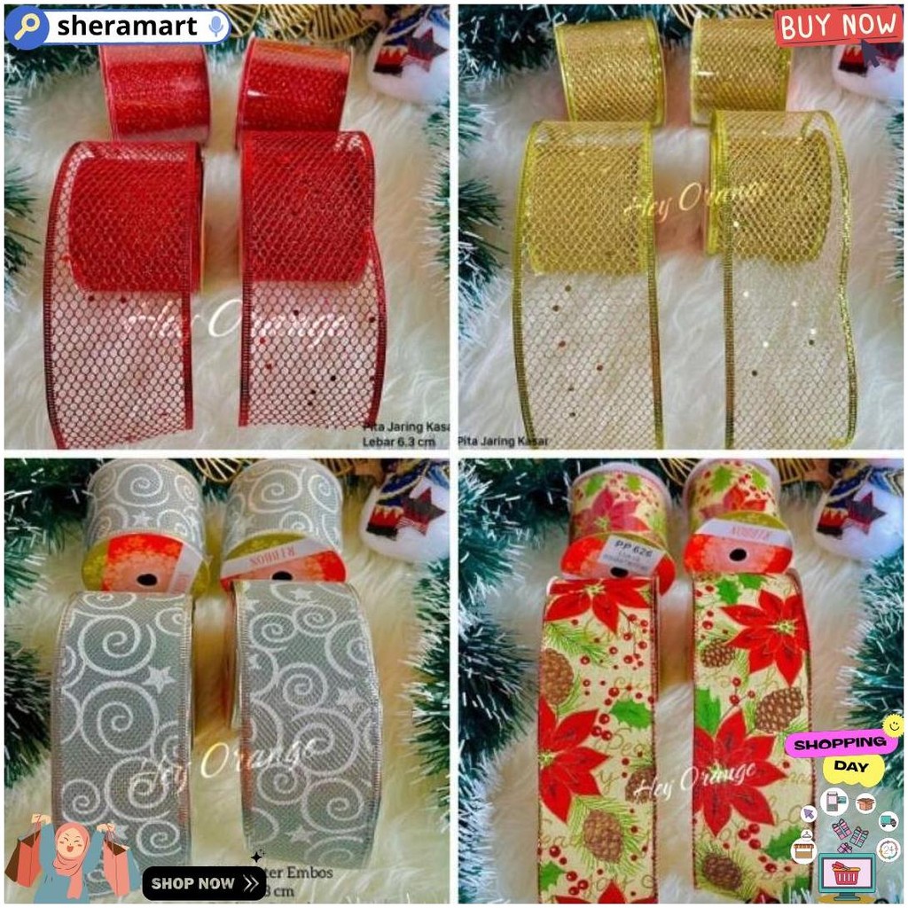 

Pita Natal Glitter / Pita Pohon Natal / Pita Hamper Kado Murah Best Seller Dekorasi Christmas D Termurah