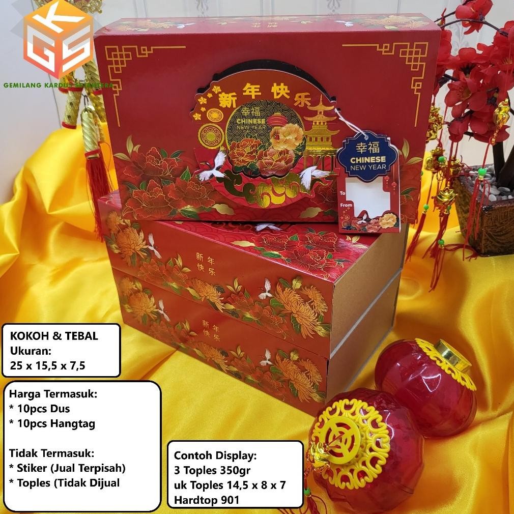 10Pcs Box (+Hangtag) Hampers Chinese New Year | Box Hampers Imlek | Dus Kue Kering Imlek | Kardus Im