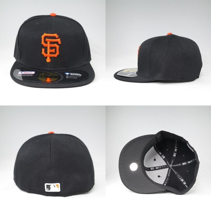 Terbaru Topi Fitted Mlb Sf Giants Hitam Logo Orange