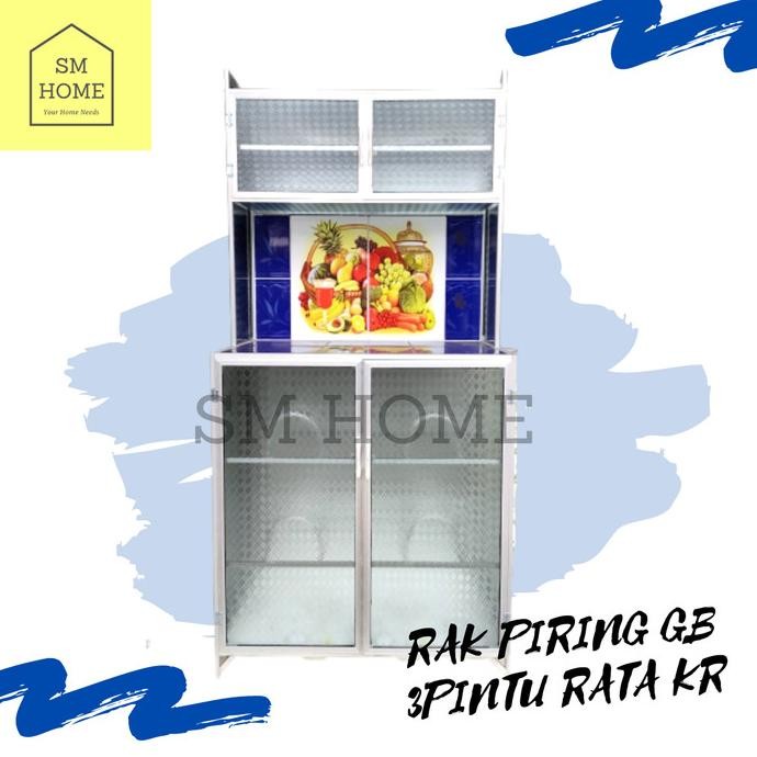 Rak piring 2pintu Aluminium Rata BAWAH KERAMIK Lemari Piring Rak Dapur