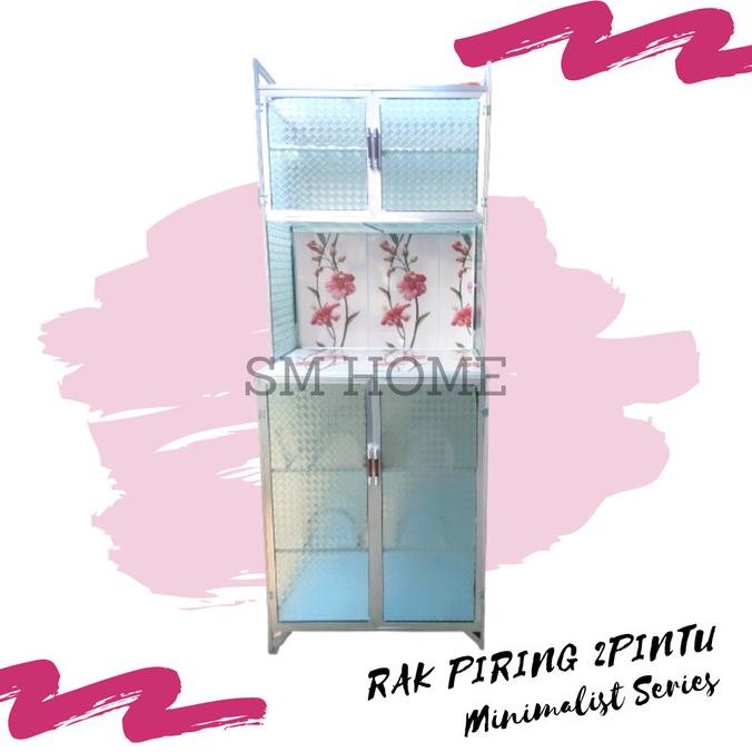 Rak Piring Aluminium 2pintu Rata Minimalis Rak Dapur Bawah Keramik