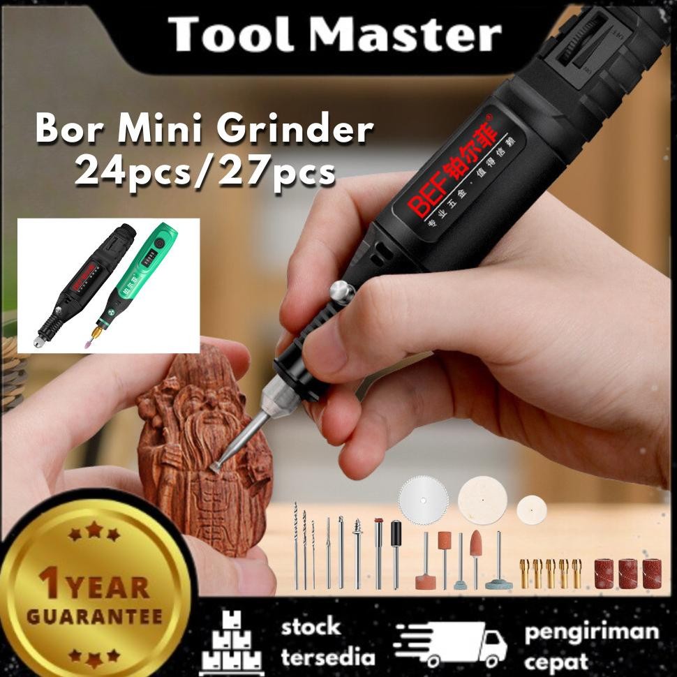 Tool Master GARANSI 1 TAHUN13W Mesin Mini Grinder 27/24pcs Grafir Bor Gerinda Ukir gerinda listrik B