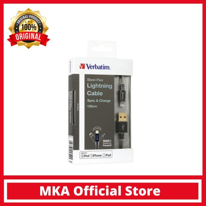 

TERSEDIA VERBATIM 120CM CABLE LIGHTNING MFICHARGE&SYNC STEELFLEX #65322