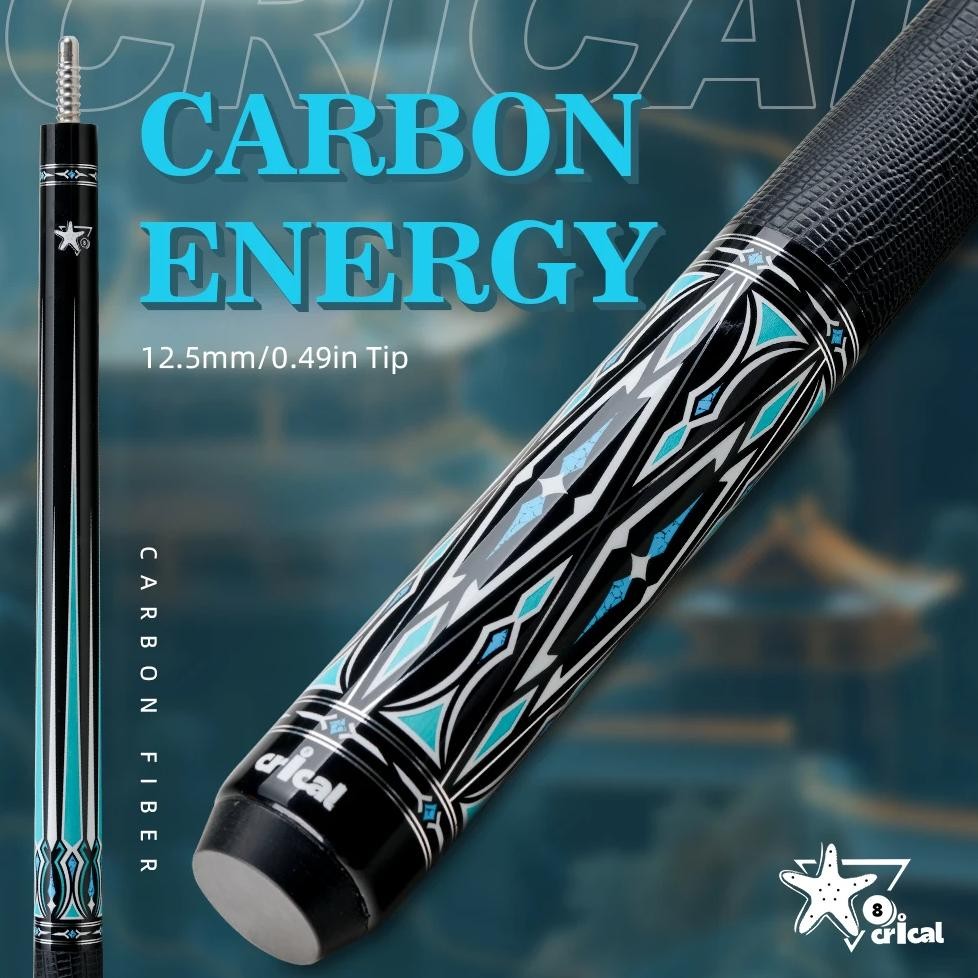 crical carbon fiber pool cue stick leather grip 12.5mm tip billiard cue stick 3/8*8 pin joint low de