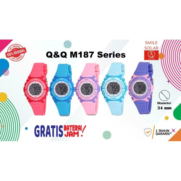 Jam Tangan Digital Sporty Wanita Anak Original Q&Q Qnq Qq M186 M186J