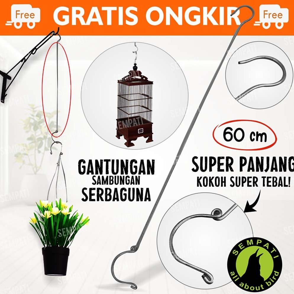 Gantungan Kawat Bentuk S 60 Cm Gantungan Besi Sambungan Sangkar Burung Gantungan Kawat Tambahan Perp