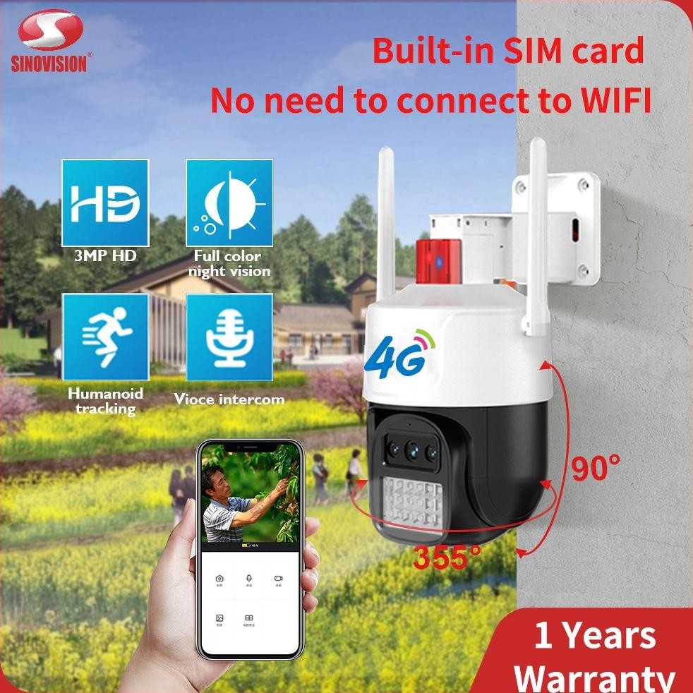 (DISKON PRABOTAN) SINOVISION PTZ14-4G CCTV simcard 4g gsm outdoor waterproof IP66 CCTV PTZ No need t