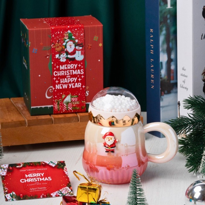 

Natal Christmas SHINY Mug gelas minum keramik motif natal santa hadiah natal - Merah Limited
