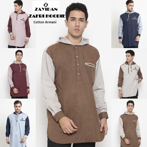 Baju Gas Koko Hoodie Zayidan - Zafri Hoodie Series Koko Muslim Dewasa Lengan Panjang