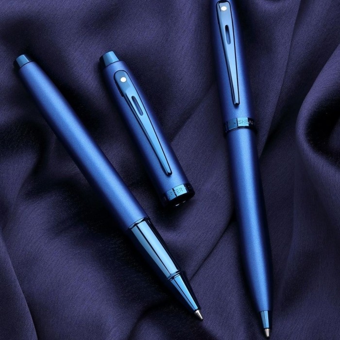 

Ready Sheaffer 100 Satin Blue With PVD Blue Trim Rollerball Pen