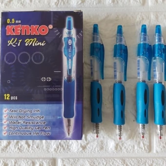 

Ready Pulpen Kenko K-1 mini biru per pack isi 12 pcs