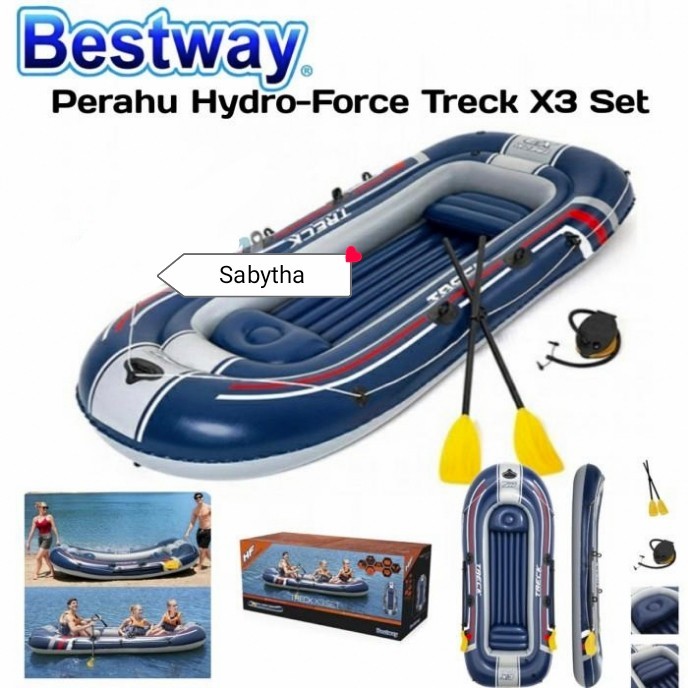 BESTWAY 61110 HYDRO TRECK 3SET Perahu Karet 4 Orang Antisipasi Banjir