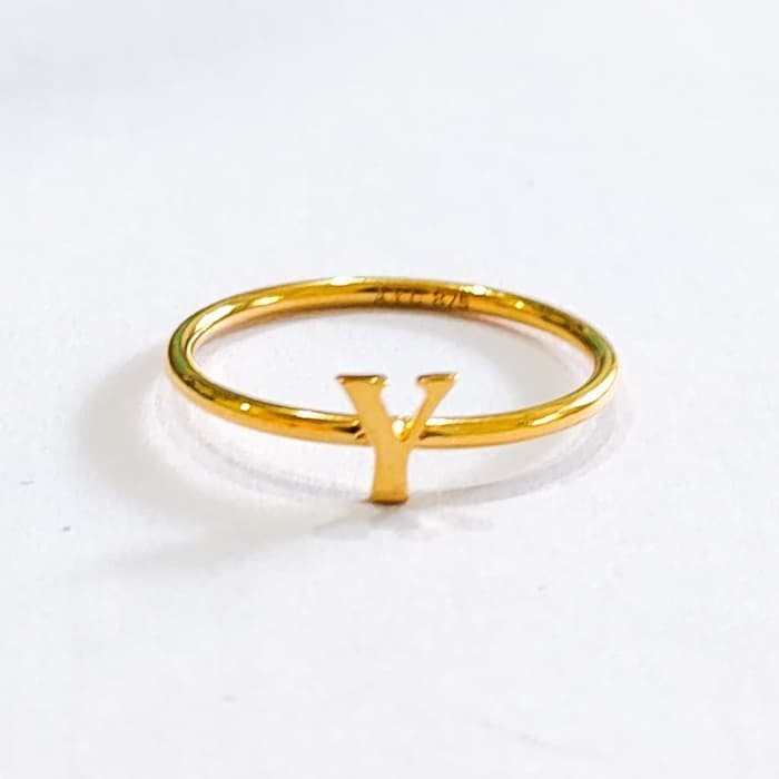 Terlaris Cincin Ayu Huruf Y Elegant Emas Asli Keren