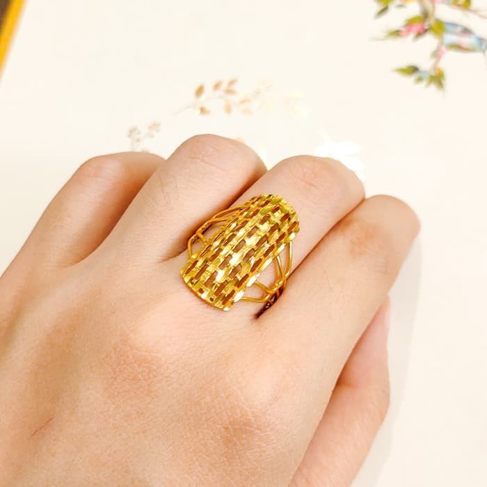 Murah Cincin wanita model simple elegant emas asli Elegan