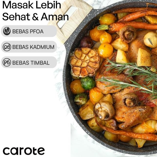 Carote Essential Woody Panci Anti Lengket Casserole Batu Granit